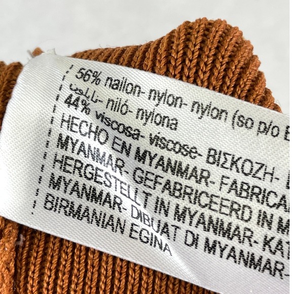 Zara Knit Mock Neck Sleeveless Top Women's Size L Rust Orange Ribbed Stretch NWT - Picture 7 of 8